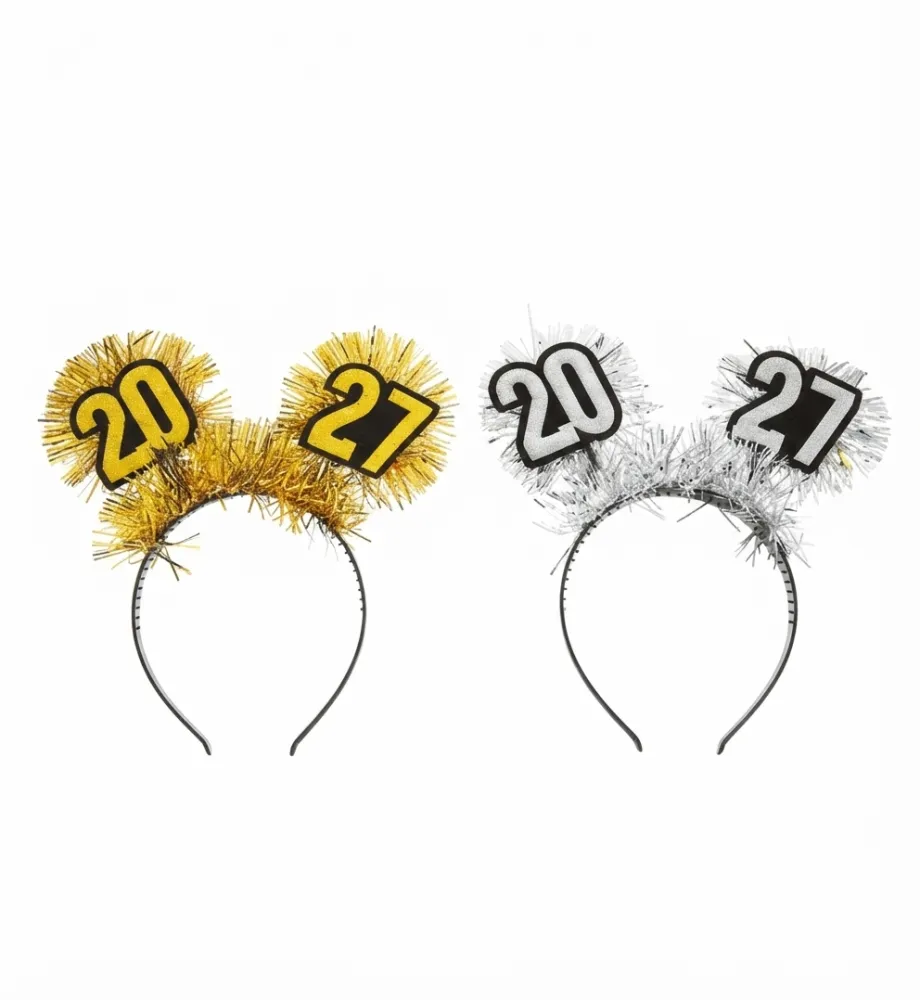 DIADEMA 2027 CON POMPONES FELIZ AÑO NUEVO PFM-28820260717