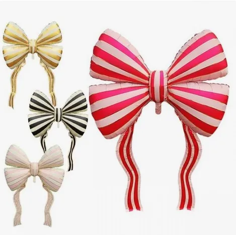 GLOBO METALICO EN FORMA DE LAZO CON DISEÑO DE RAYAS CON 108(43")X156(61")CM