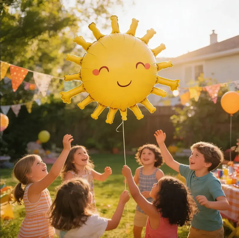 Foto 2 de GLOBO METALICO CON DISEÑO DE SOL SONRIENTE