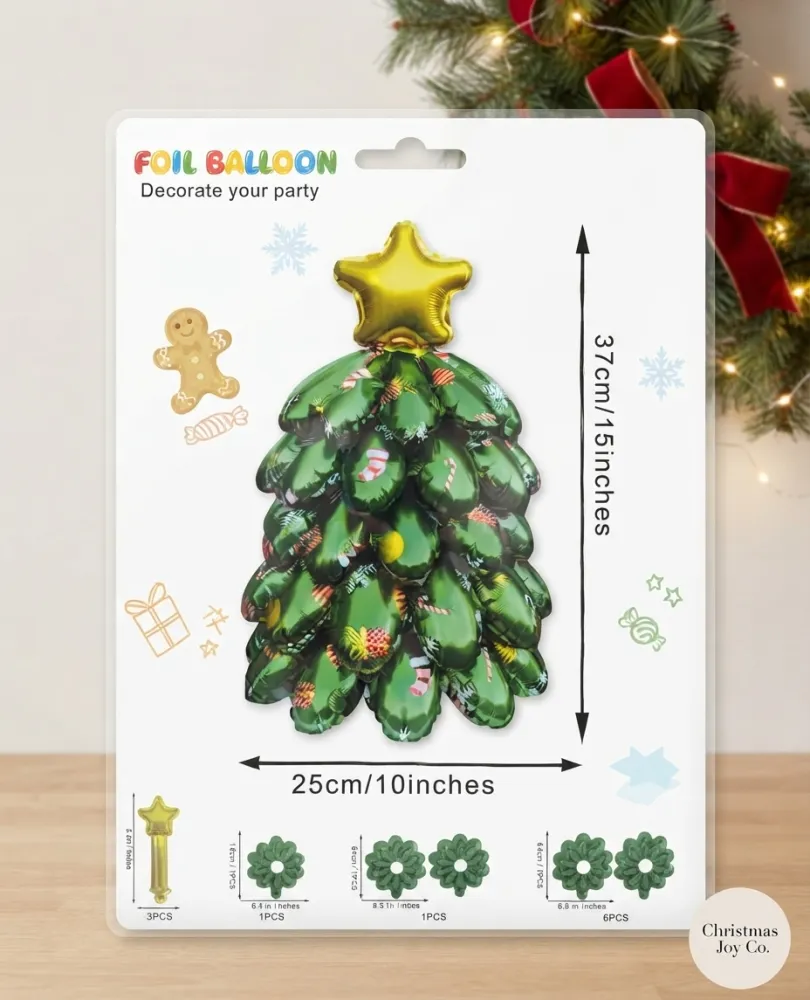  ÁRBOL DE NAVIDAD DE GLOBOS METÁLICOS - 37CM  X  25CM