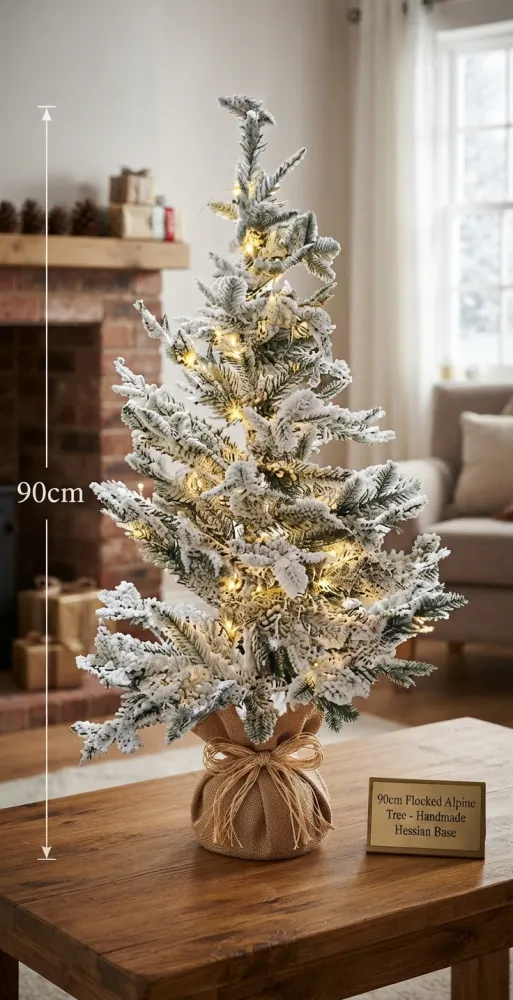 PINO NAVIDEÑO ARTIFICIAL DE 90 CM CON UN EFECTO NEVADO REALISTA