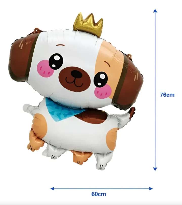 GLOBO METALICO CON DISEÑO DE PERRITO TIERNO CON CORONA