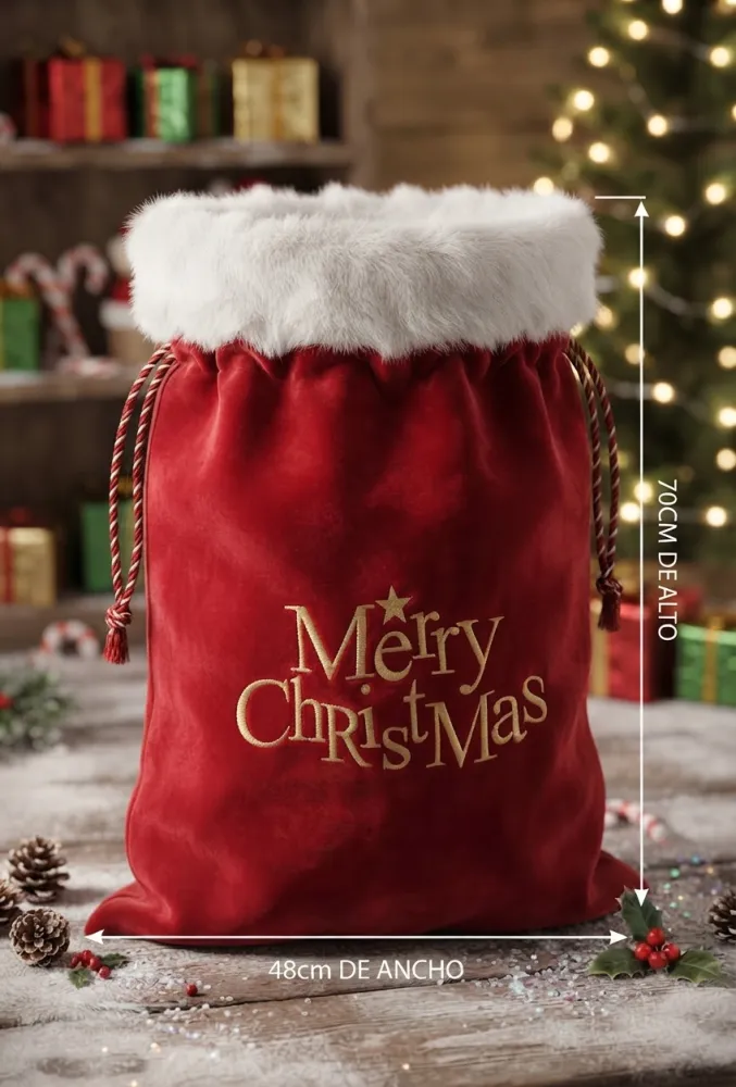 SACO NAVIDEÑO ROJO DE TERCIOPELO CON RIBETE DE FELPA BLANCA