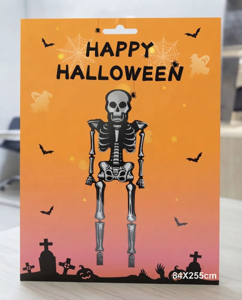 DECORACIÓN DE ESQUELETO HALLOWEEN DE FOIL - DE 84X255CM