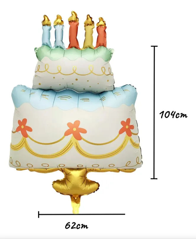 GLOBO METALICO DE PASTEL DE CUMPLEAÑOS CON VELITAS