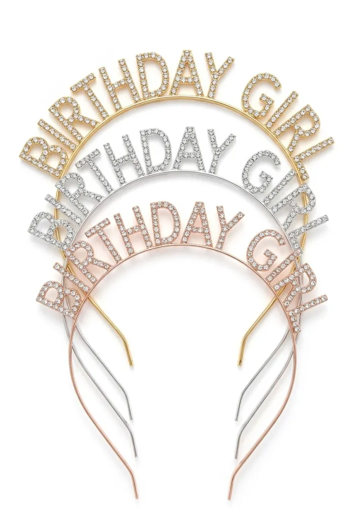 DIADEMA  PIEDRITAS BIRTHDAY GIRL DORADO-PLATA-ROSGOLD PFM-17211718