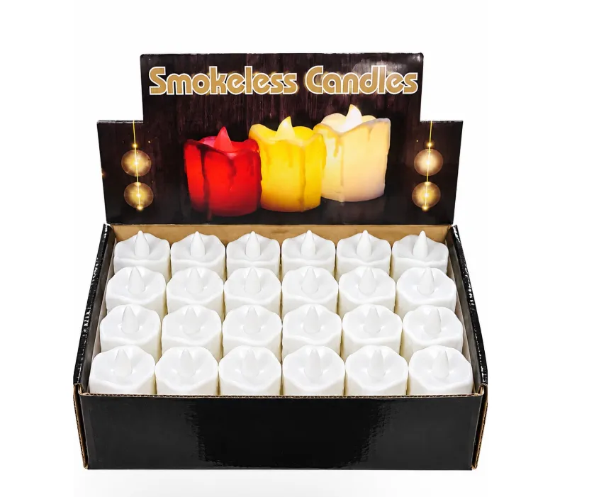 VELAS LED SIN HUMO Y SIN LLAMA DE PLASTICO EN TONO BLANCO
