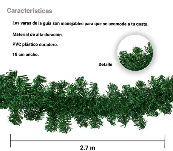 GUIA GUIRNALDA NAVIDEÑA VERDE OSCURO 270CM