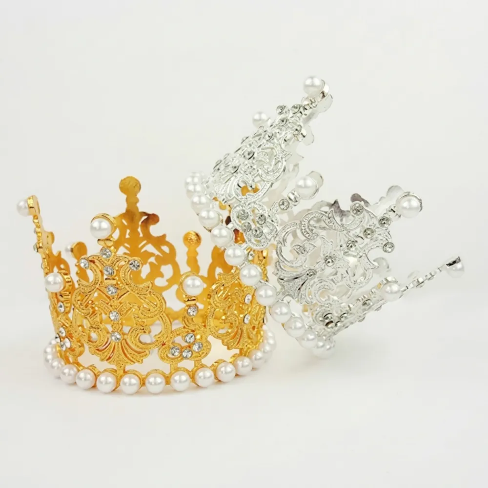 MEDIA CORONA CON PERLA DORADO/PLATA CRN-015