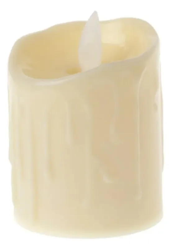 VELA LED DECORATIVA DE COLOR AMARILLO CON UN DISEÑO DE CERA DERRETIDA