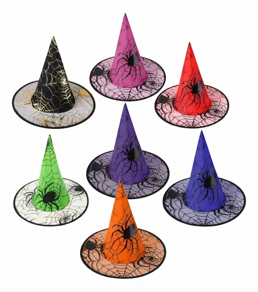 SOMBRERO BRUJA CON DECORADO ARAÑA PFM-27-3