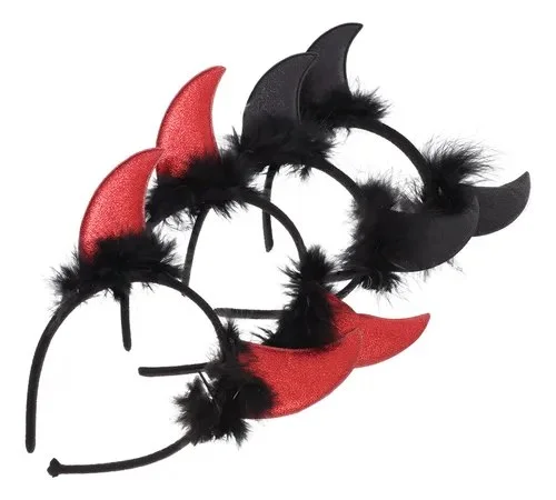 DIADEMA DIABLITO TELA ROJO Y NEGRO 225922 