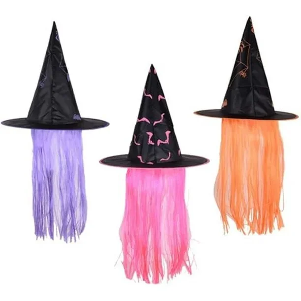 SOMBRERO DE BRUJA CON PELUCA GUI-1483