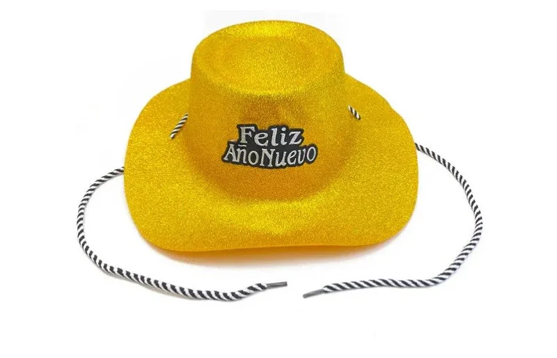 SOMBRERO TEJANO BRILLANTINA PLASTICO FELIZ AÑO NUEVO BT-2293 25189 251813