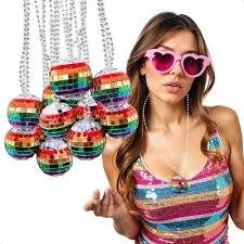 COLLAR BOLA DISCO COLOR ARCOIRIS LGTB TXL-603
