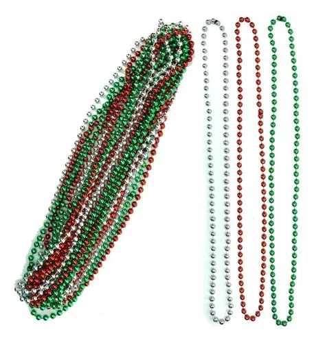 COLLAR MARDI COLOR TRICOLOR BOLITA 7MM MEXICANO PATRIO BT-831 CLLR-309