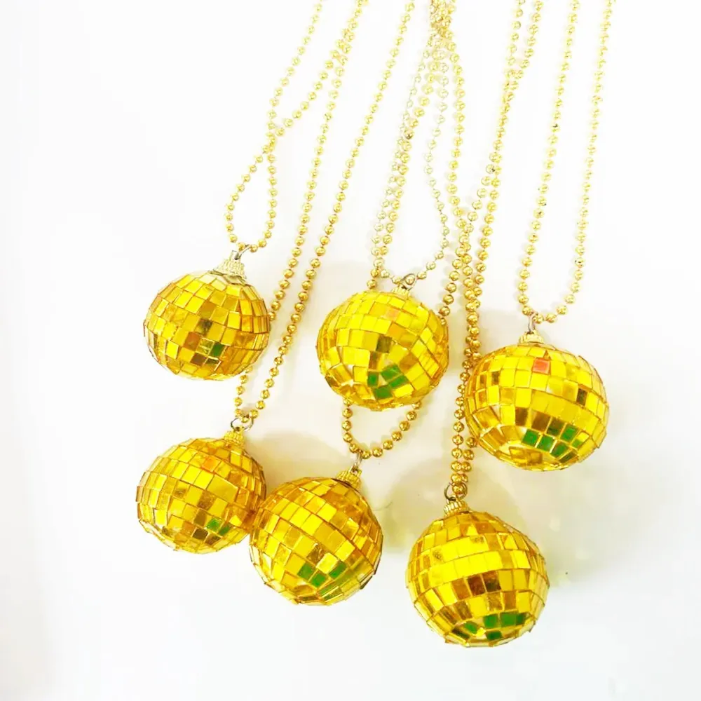 COLLAR BOLA DISCO PLASTICO COLORES (12 PIEZAS) BT-2178  BT-2177