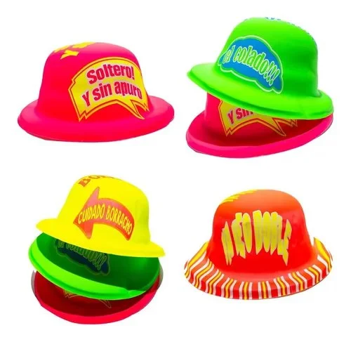 SOMBRERO PLASTICO FOSFORILOCO CON MENSAJE SBR-1601A