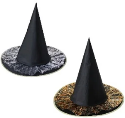 SOMBRERO BRUJA CON DORADO Y PLATA GUI-2610
