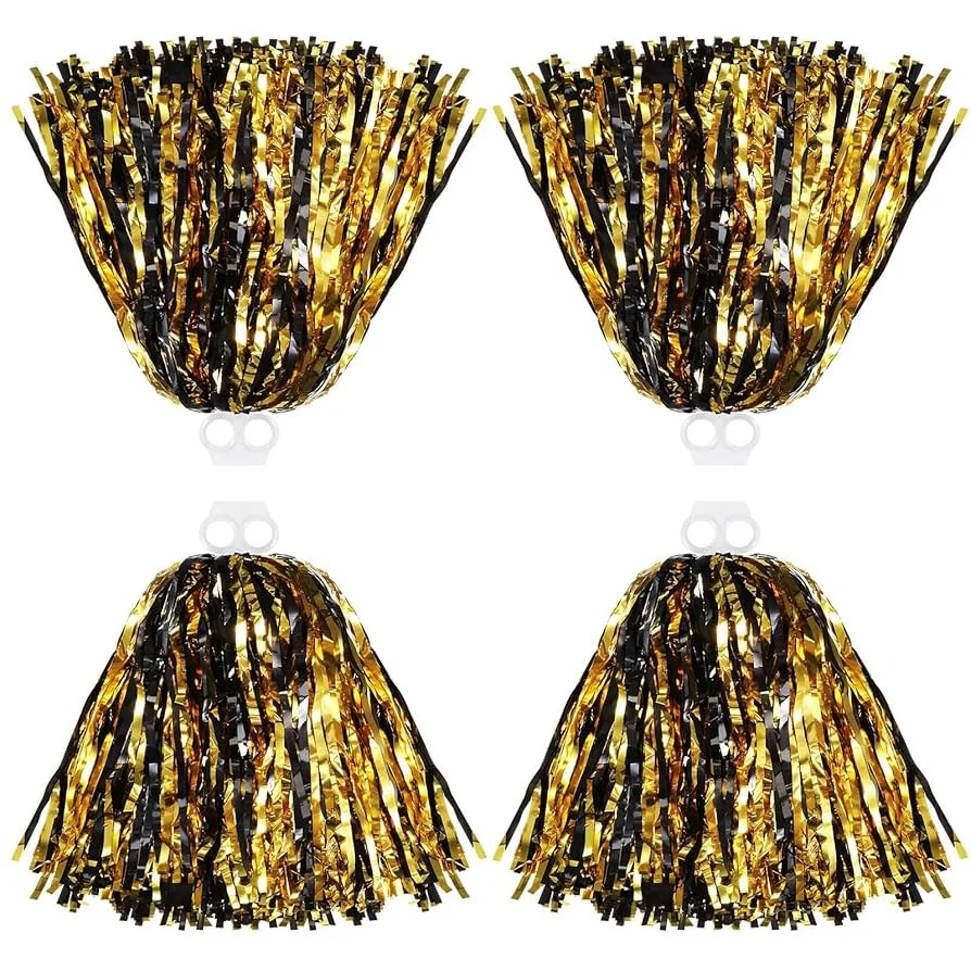 POMPONES METALICOS GRADUACION DORADO/NEGRO BY-004