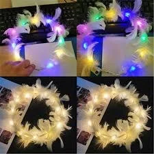 DIADEMA DE PLUMA CON LUZ A-941 BT-699 FG-897