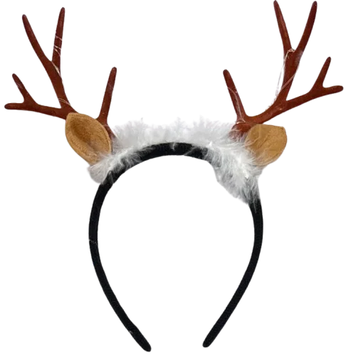 DIADEMA RENO CON ALGODON Y OREJITA NAVIDAD CON LUZ PFM-25426 NAVIDAD