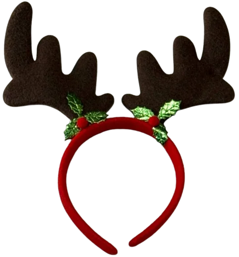 DIADEMA RENO CAFE CON CERECITAS ROJA NAVIDAD PFM-404