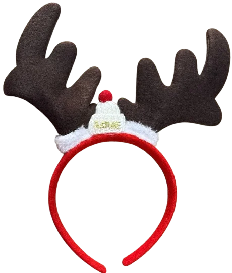DIADEMA RENO CON GORRITO ROJO/CAFE NAVIDAD PFM-36 NAVIDAD