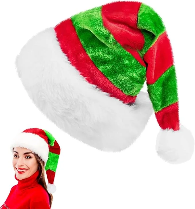 GORRO SANTA GAMUZA RAYA ROJO/VERDE NAVIDAD SS-231