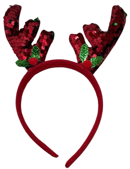 DIADEMA RENO CON LENTEJUELAS Y CEREZAS PFM-24548 PFM-22596 NAVIDAD
