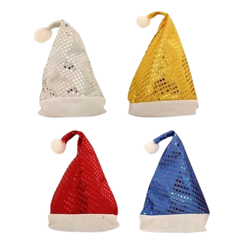 GORRO SANTA LENTEJUELA BLANCO/DORADO/ROJO NAVIDAD SD-1050 BT-S2032