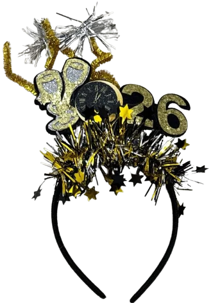DIADEMA AÑO NUEVO 2026 CON ESCARCHA Y ADORNOS PFM-225911