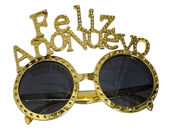 LENTES PLASTICO DORADO FELIZ AÑO NUEVO BT-1457 PFM25313 PFM25317