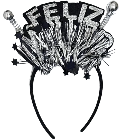 DIADEMA FELIZ AÑO NUEVO CON BOLITAS CON LUZ PFM-24871-2CNT