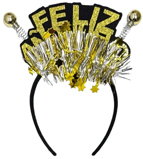 Foto 2 de DIADEMA FELIZ AÑO NUEVO CON BOLITAS CON LUZ PFM-24871-2CNT