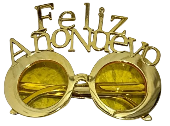 Foto 2 de LENTES PLASTICO DORADO FELIZ AÑO NUEVO BT-1457 PFM25313 PFM25317