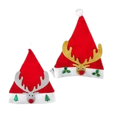 GORRO SANTA CON CINTA Y RENO CON LUZ NAVIDAD BT-S-2001