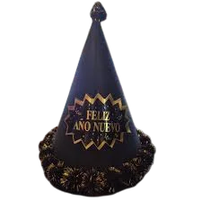 Foto 2 de GORRO CONO HAPPY NEW YEAR Y FELIZ AÑO NUEVO CON ESCARCHA Y ESTRELLITAS Y POMPONES PFM16987 PFM-16984 PFM-16989 PFM-16983 PFM-16982