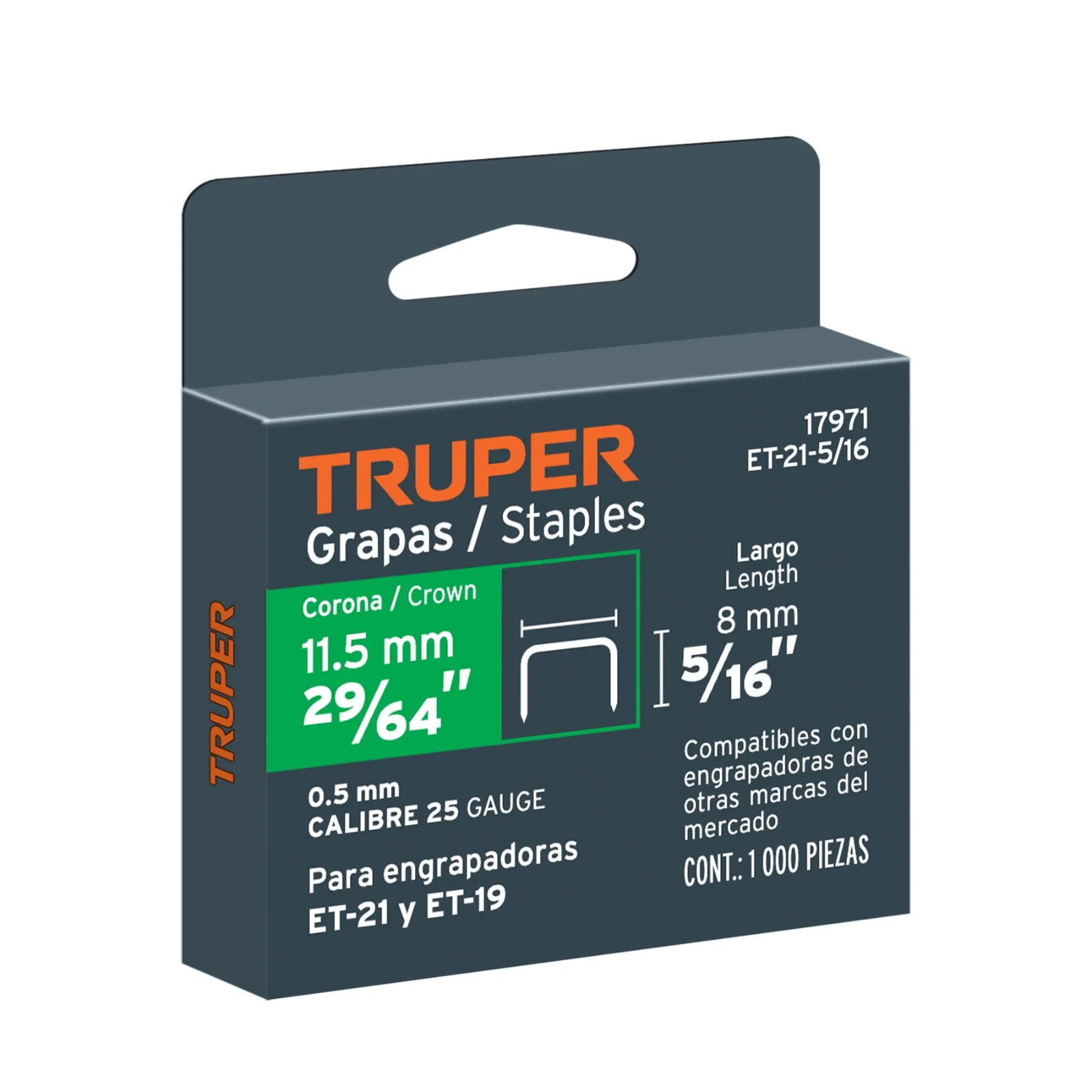 GRAPAS TRUPER 5/16" 8MM CONT.1000PZAS COD 17971