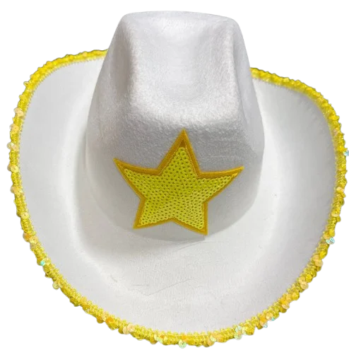 SOMBRERO TEJANO BORDE LENTEJUELAS CON ESTRELLA AL FRENTE SBR-111A PFM-15734 PFM-12182  PFM-12181