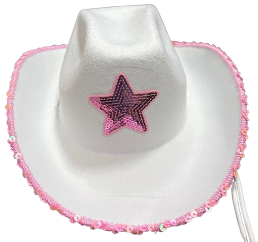 Foto 2 de SOMBRERO TEJANO BORDE LENTEJUELAS CON ESTRELLA AL FRENTE SBR-111A PFM-15734 PFM-12182  PFM-12181