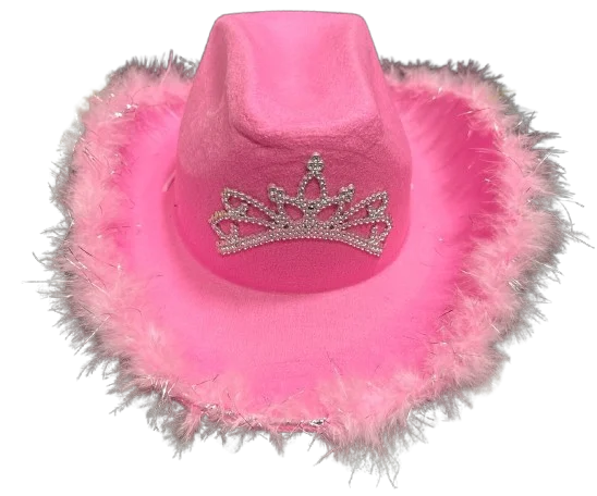 SOMBRERO TEJANO BORDE DE LENTEJUELAS Y BORDE PLUMAS CON CORONA SBR186 PFM-15731 PFM-15732 PFM-12183