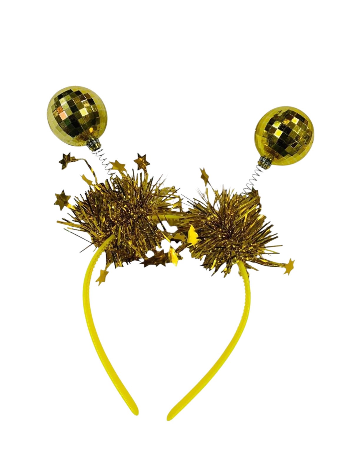 DIADEMA BOLA DISCO SENCILLA CON ESCARCHA NEGRO/DORADO PFM-225914