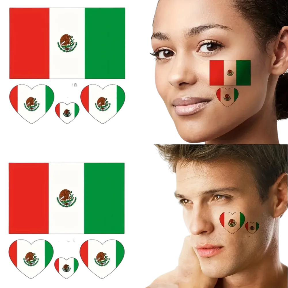 SET DE TATUAJE DE MINI BANDERAS MEXICO PFM-18953