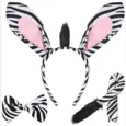 SET ANIMALITO DE CEBRA DIADEMA COLA Y MOÑO PFM-246