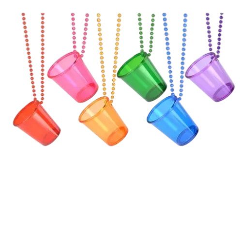 COLLAR MARDI SHOT NEON TRANSPARENTE 6 PIEZAS PFM-P2622 YU-CLLR-01B