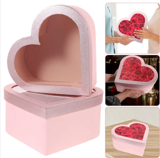 CAJA CORAZON GRANDE TAPA TRANSPARENTE LOU-5763 AMOR