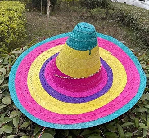 SOMBRERO DE CHARRO ALTO PAJA DE COLORES SBR-D18