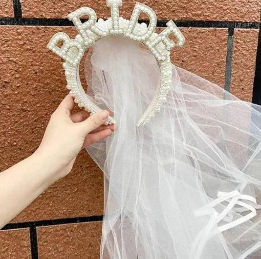 DIADEMA VELO DE NOVIA DDM-36 DESPEDIDA DE SOLTERA F11 BRIDE