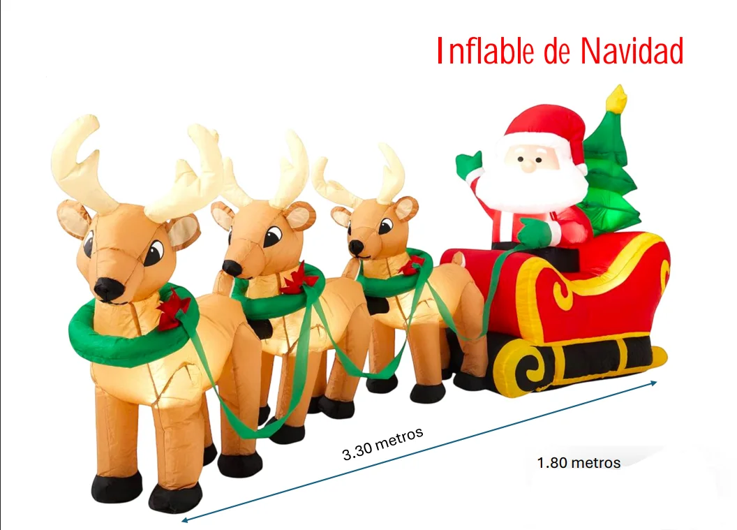 INFLABLE SANTA CON RENO Y PESEBRE 91232 91233